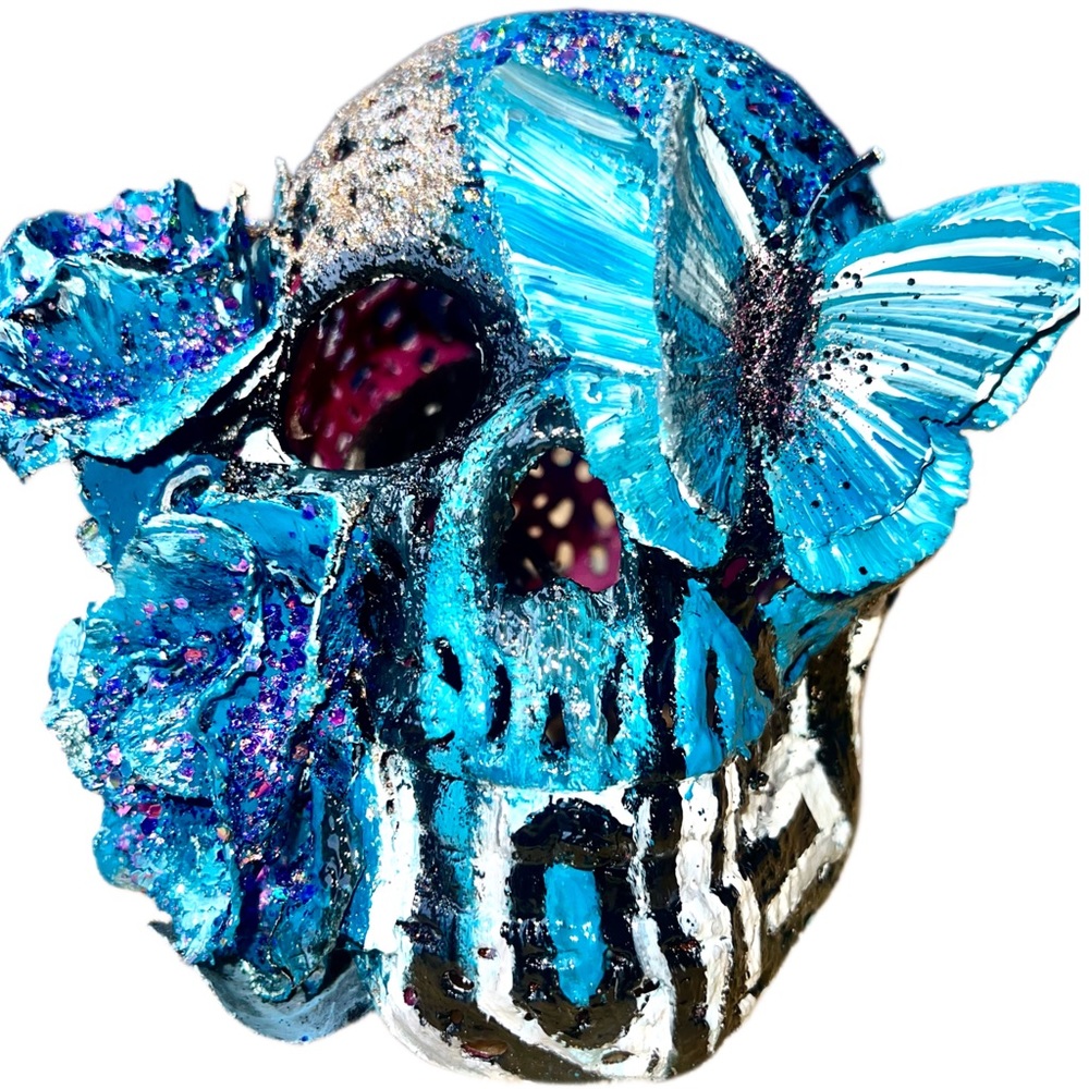 Love Wins, “Graffiti” Style Glittery Butterfly Eye Skull Art Piece